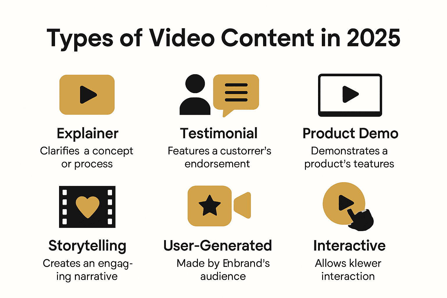 Infographic showing key types of video content for brands