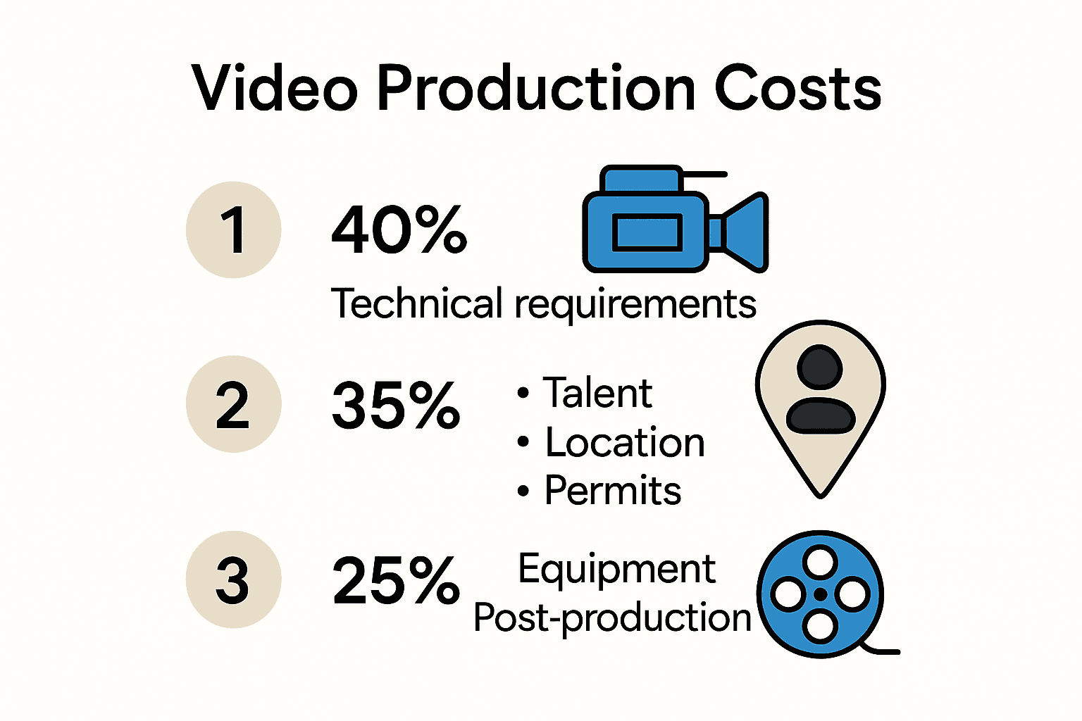 Infographic showing video production cost factors breakdown
