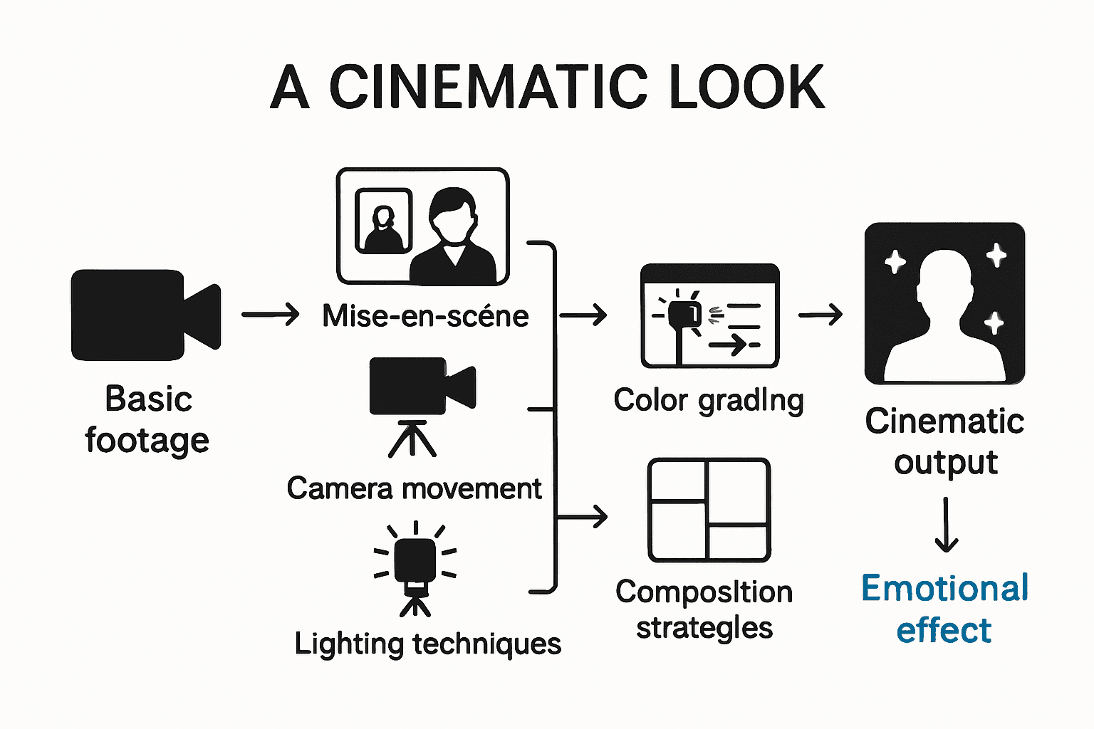 Infographic showing key elements of cinematic style
