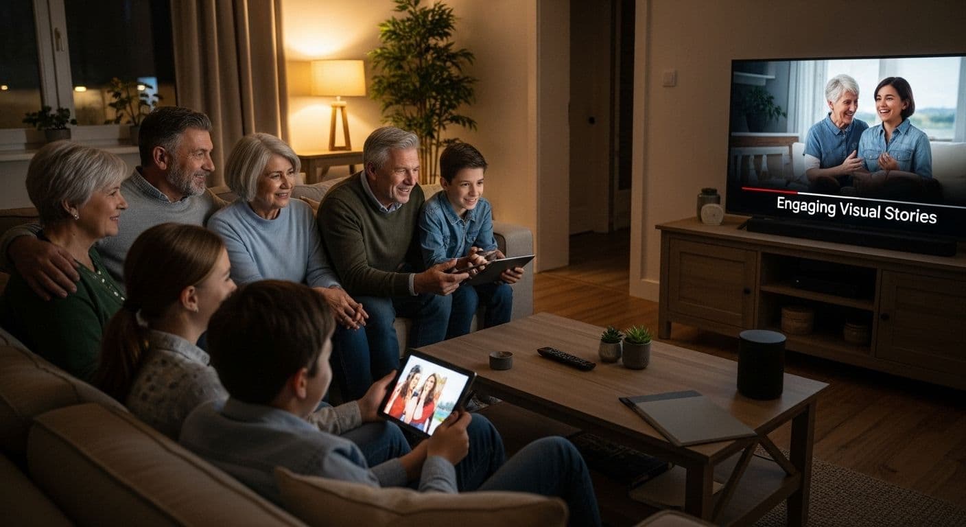 family watching storytelling
