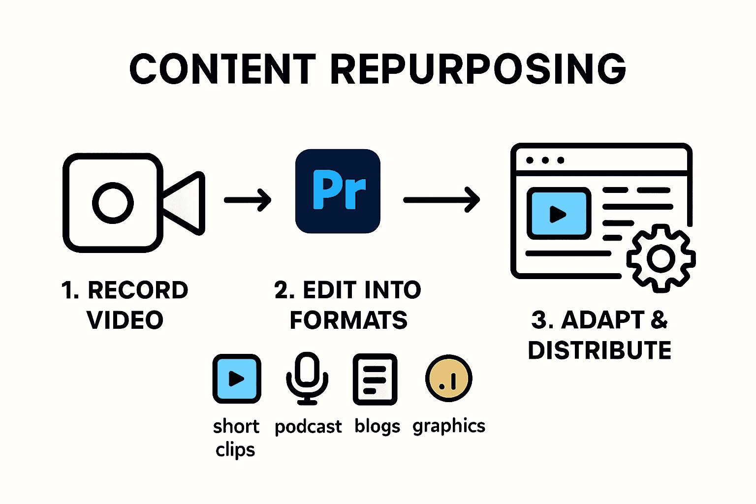 Infographic outlining a content repurposing workflow