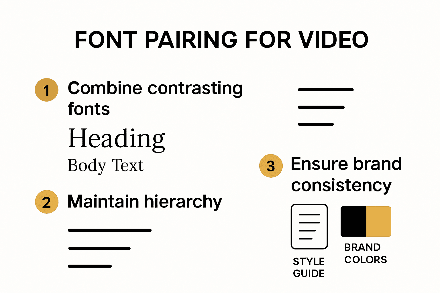 Infographic explaining effective font pairing and brand consistency for video content
