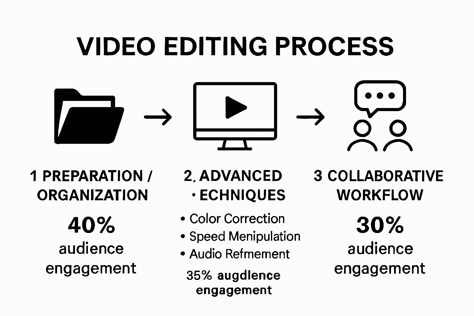 Diagram of key video editing techniques and benefits