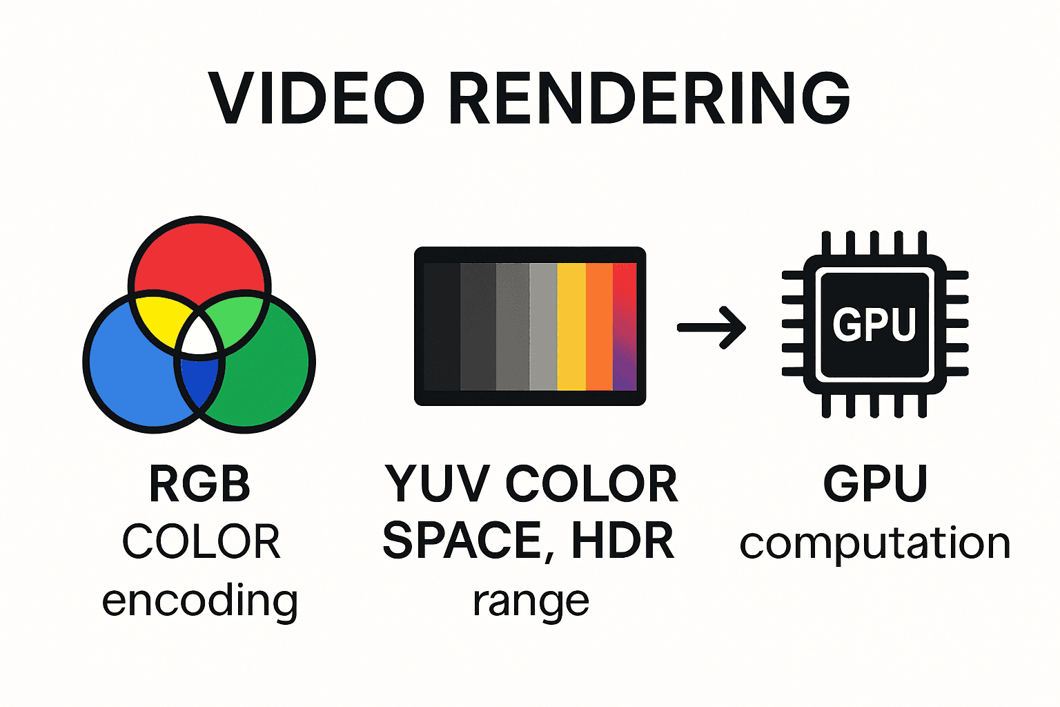 Infographic of key video rendering concepts and color encoding methods