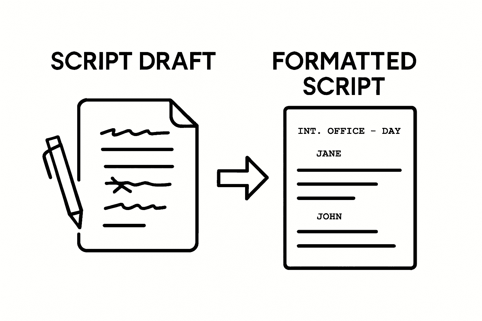 Before and after script formatting visual comparison