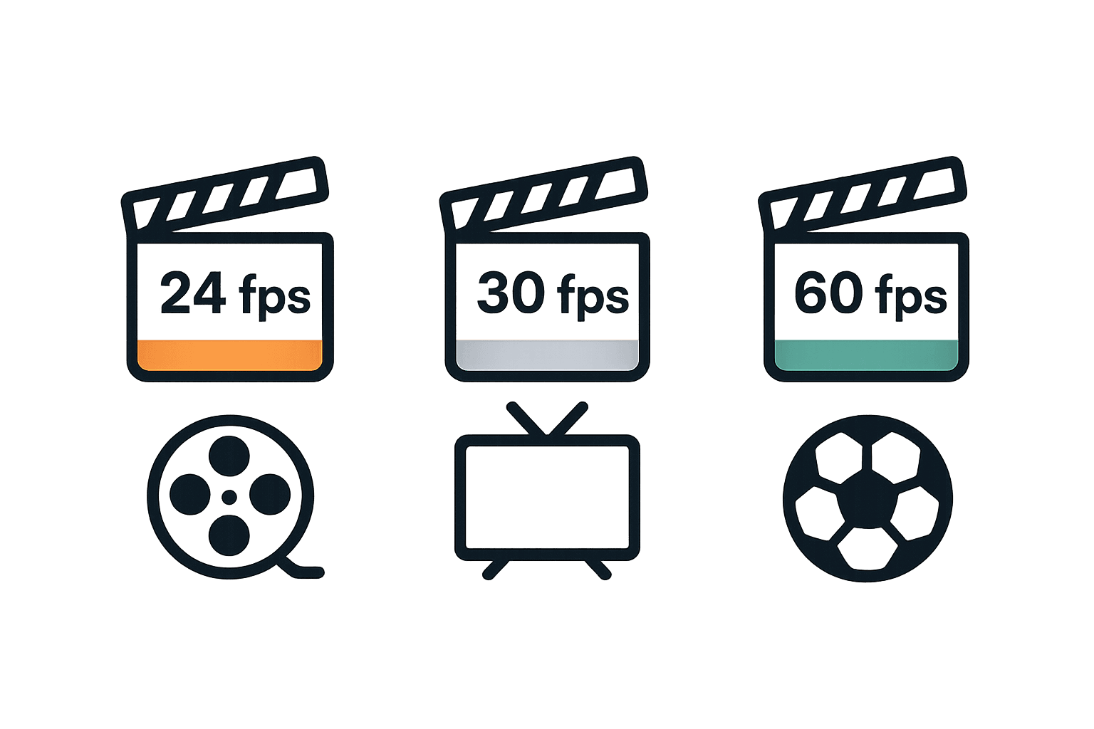 Infographic comparing common video frame rates and content uses