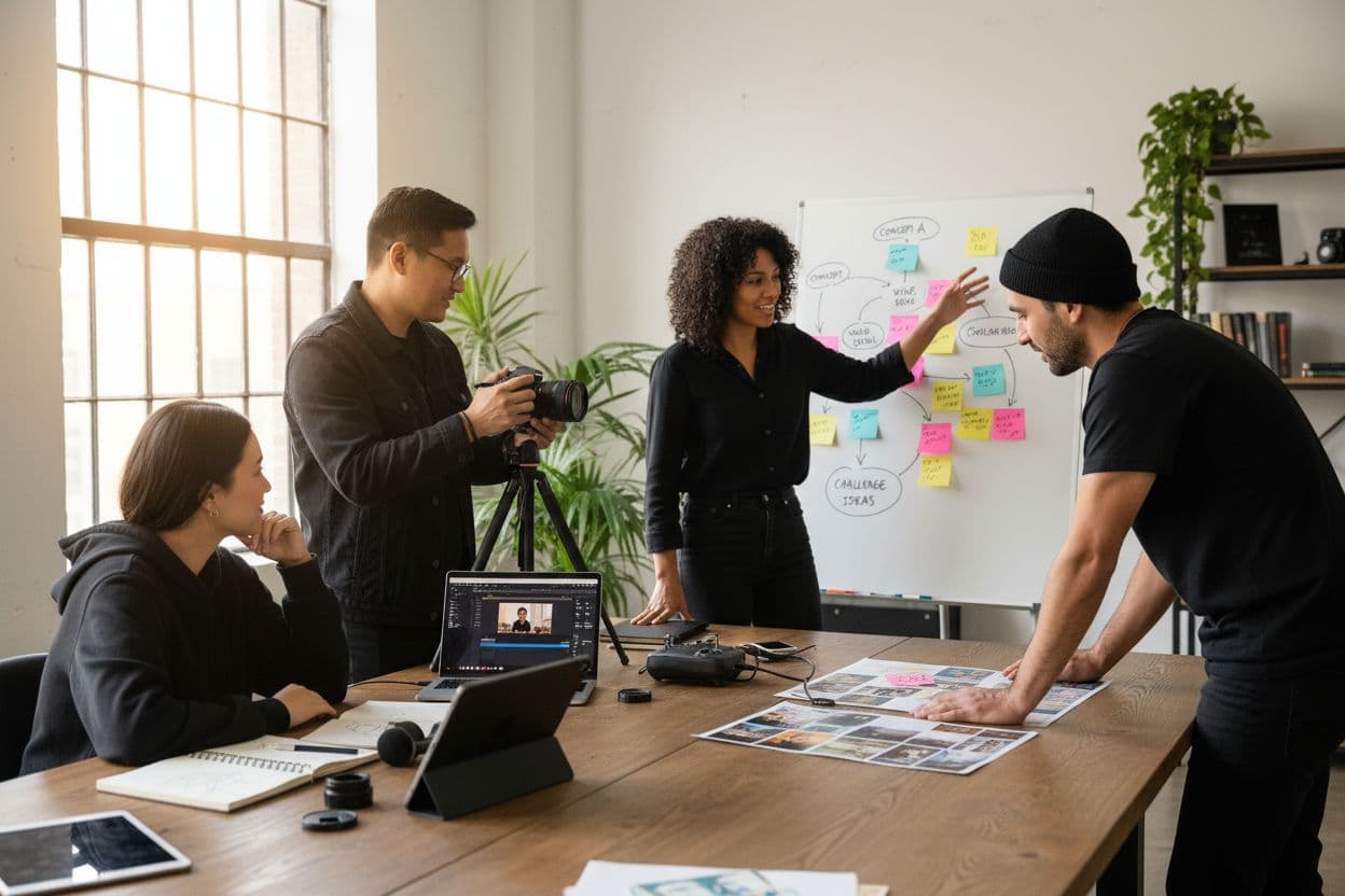 video content brainstorming, creative team studio