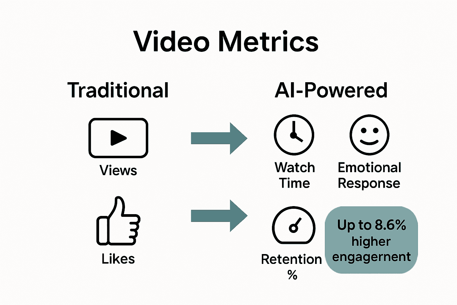 Infographic comparing traditional and AI-powered video metrics