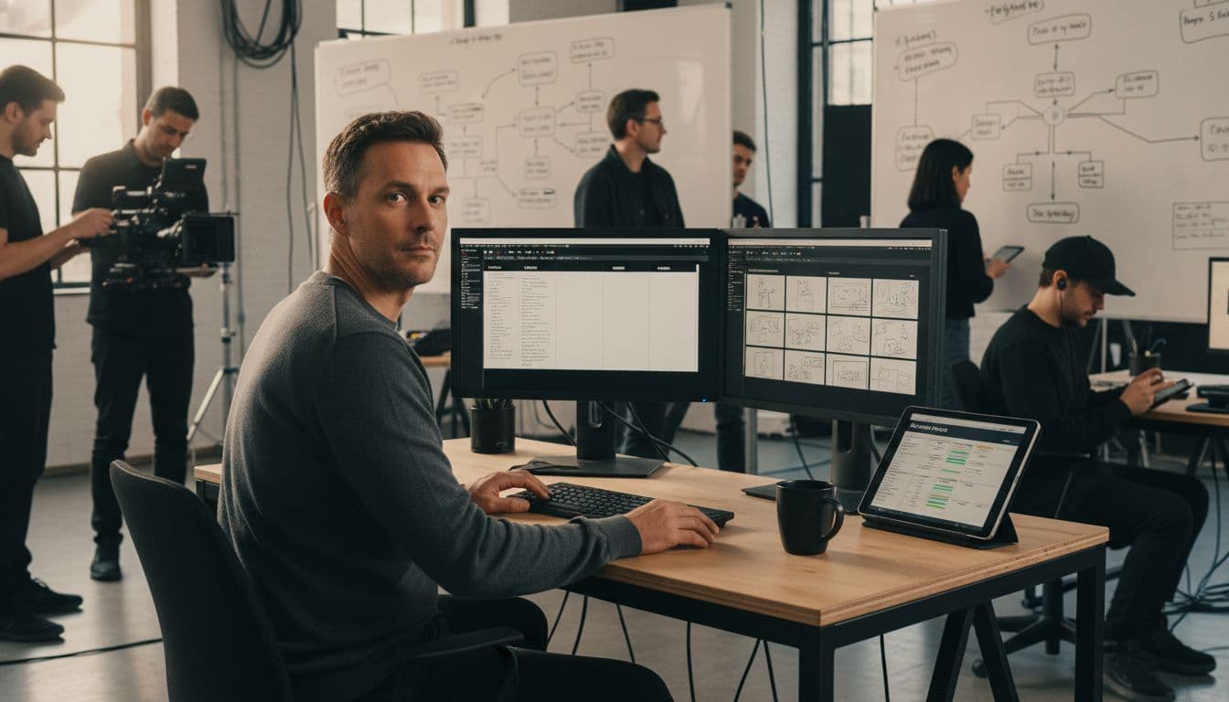 cinematic scriptwriting workspace