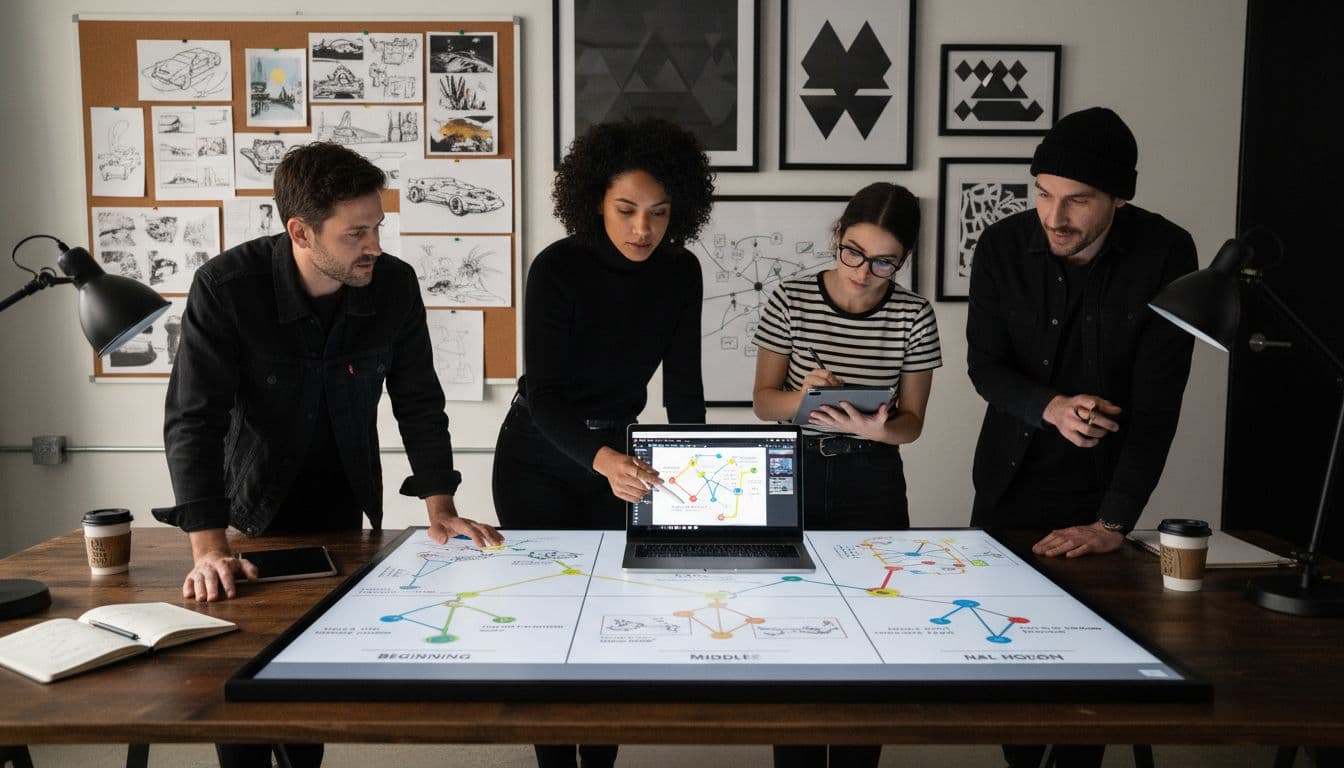 film team brainstorming scenes