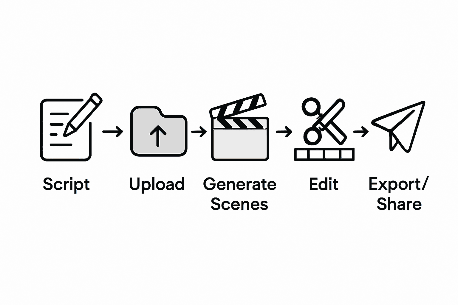 Infographic outlining five-step video creation process