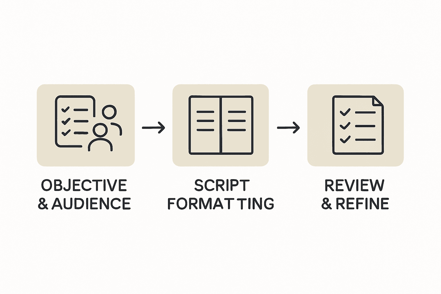 Infographic showing video script format workflow
