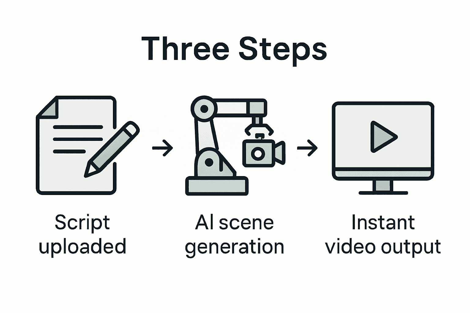 Infographic of AI-powered video workflow steps