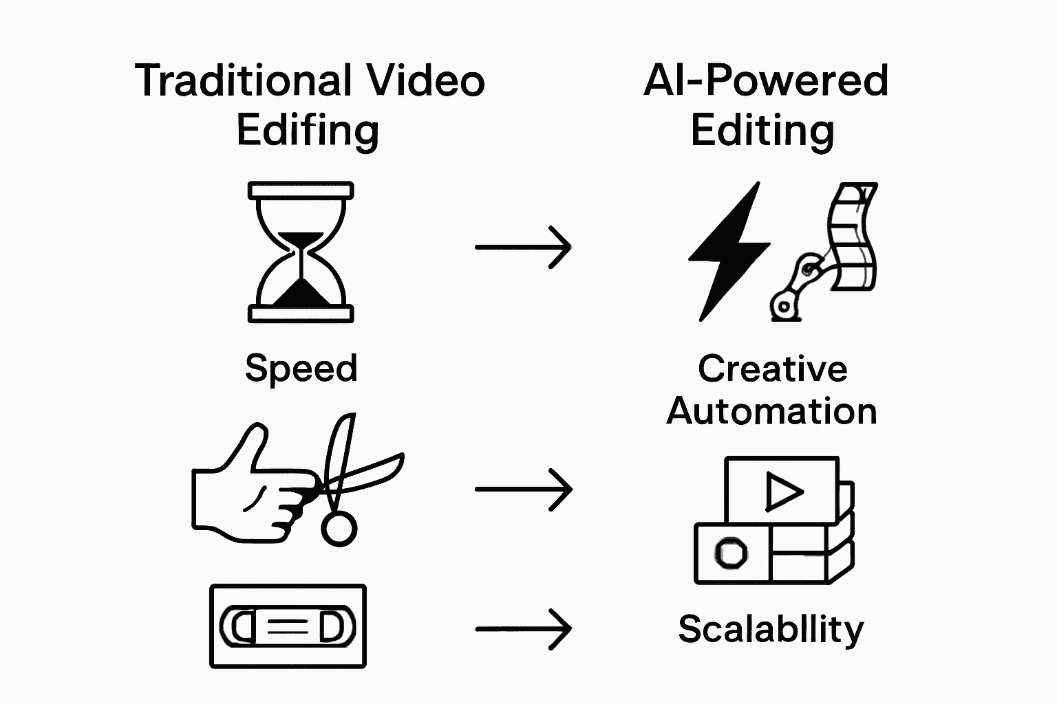 Infographic comparing traditional and AI editing