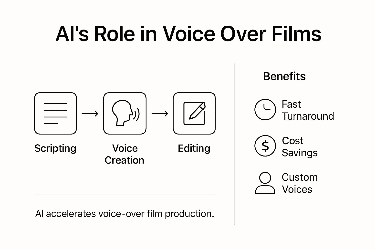 Infographic outlining AI’s role in voice-over films