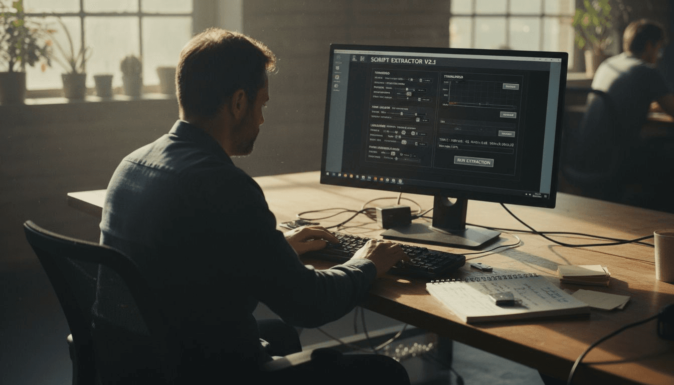 User tuning video script settings on computer