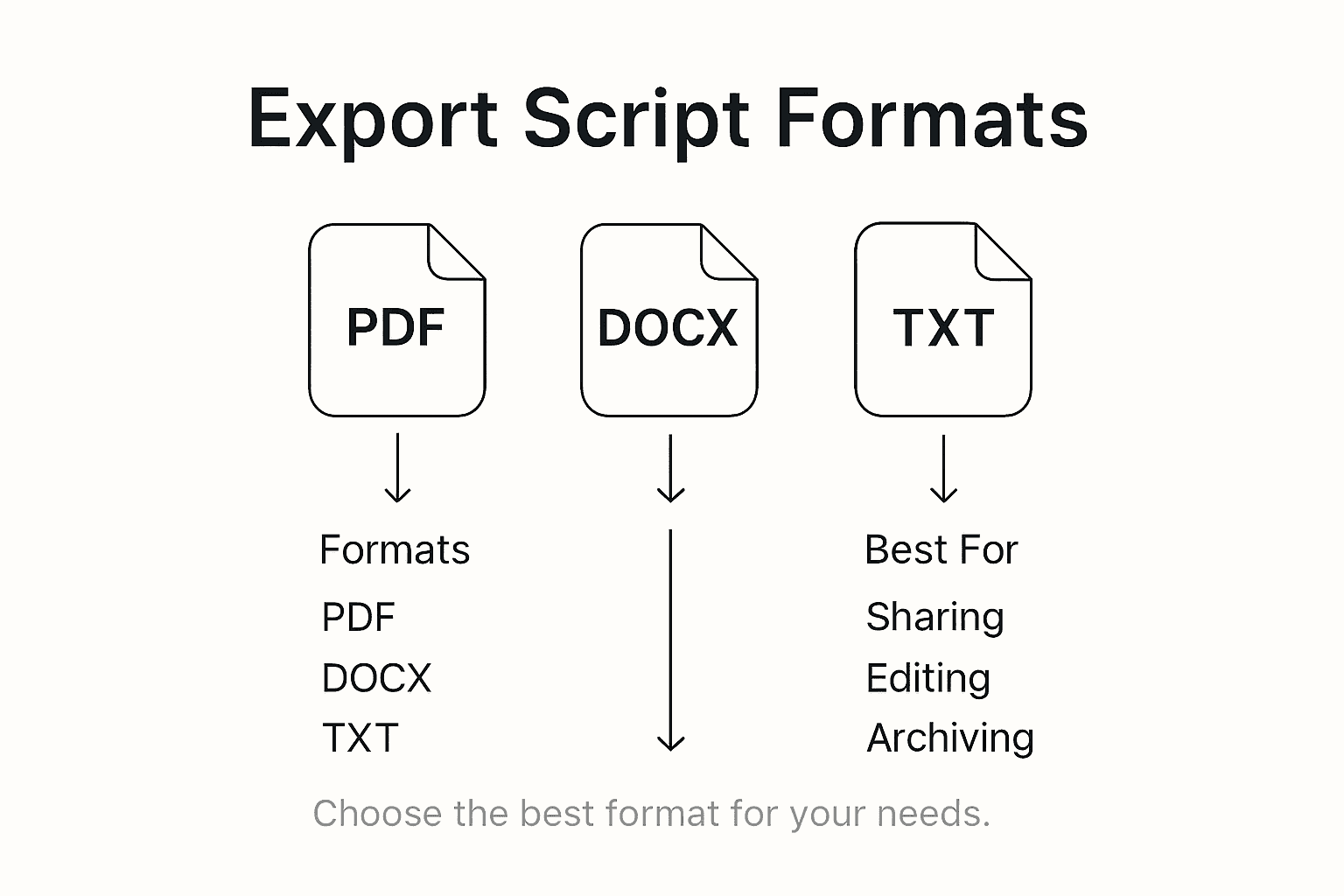 Infographic outlines script export format options