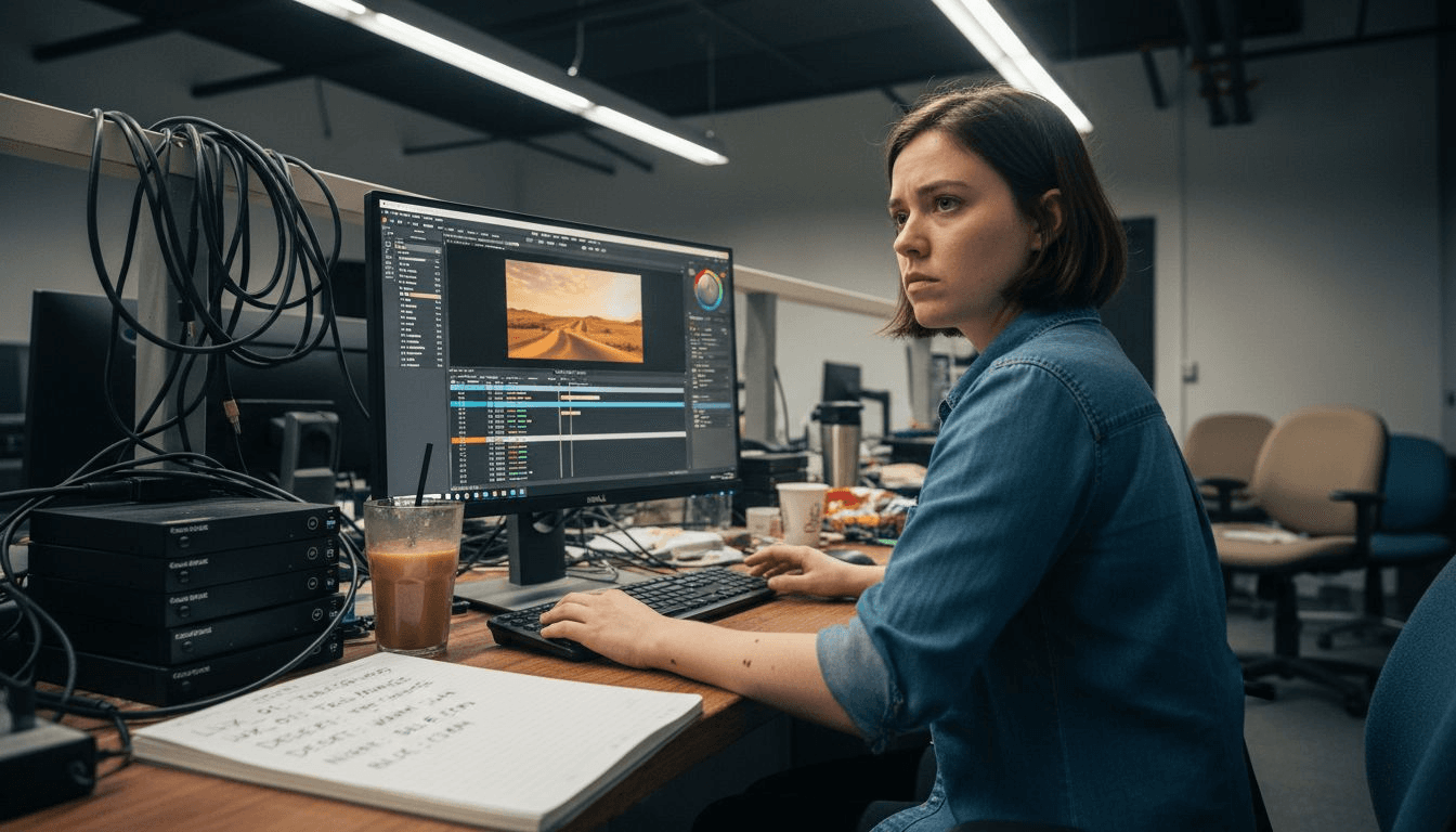 Editor adjusting color grading workspace