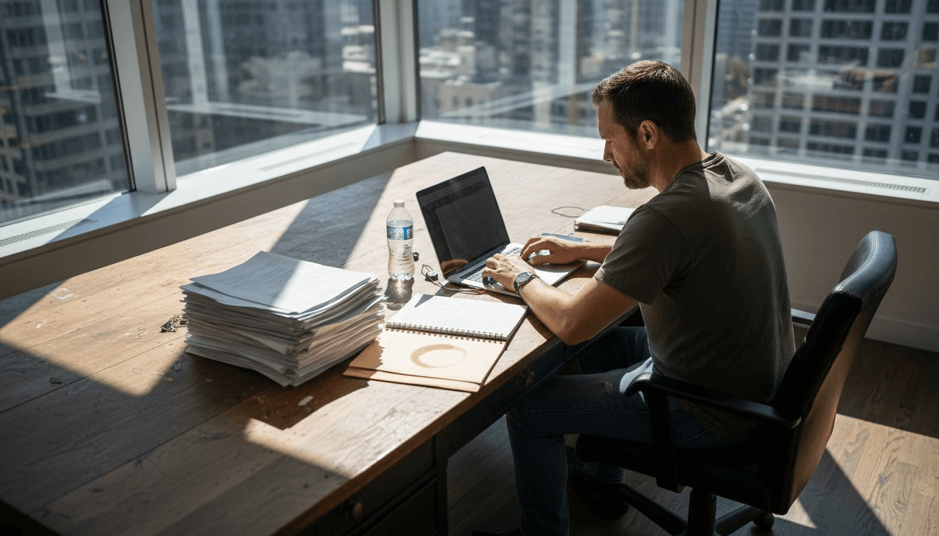 Screenwriter working on video script