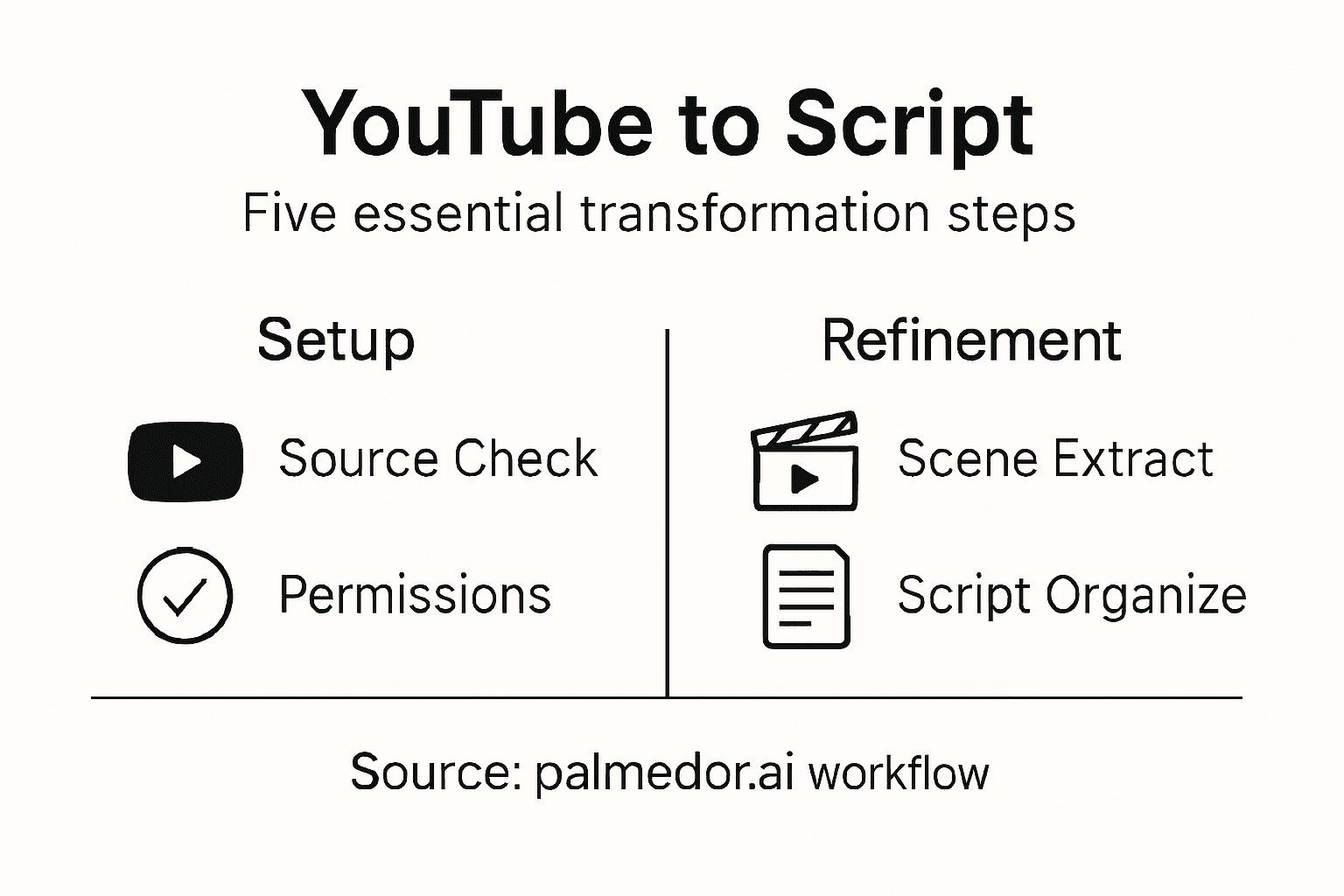 Infographic showing YouTube to script workflow