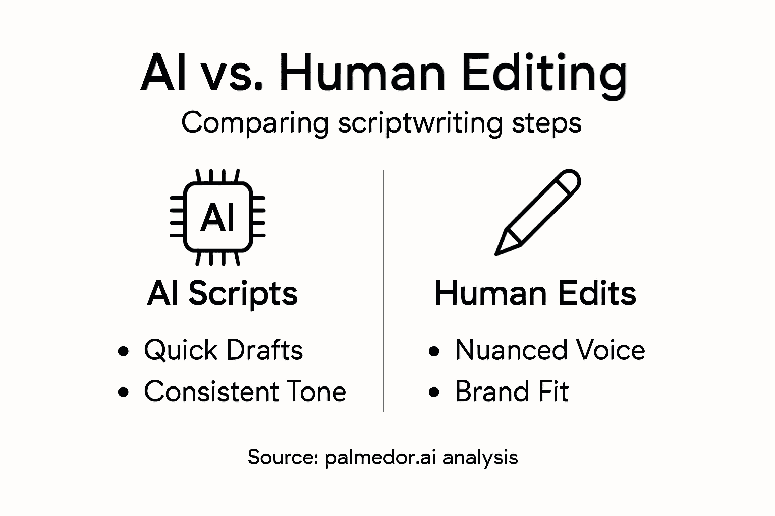 Infographic AI versus human scriptwriting