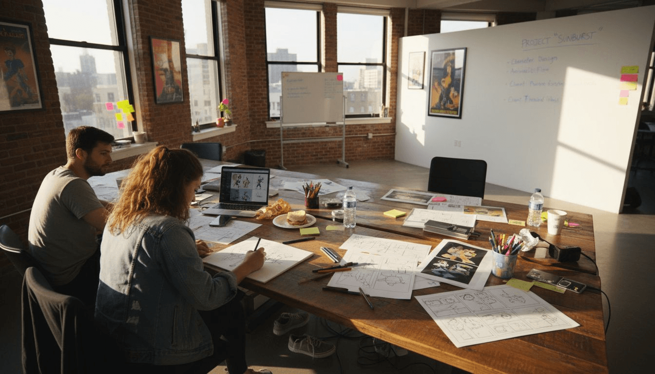 Creative team working in agency office