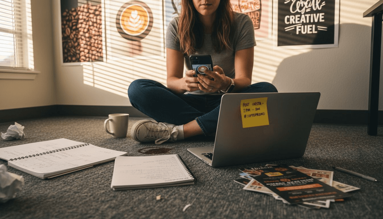 Social media manager working with visuals