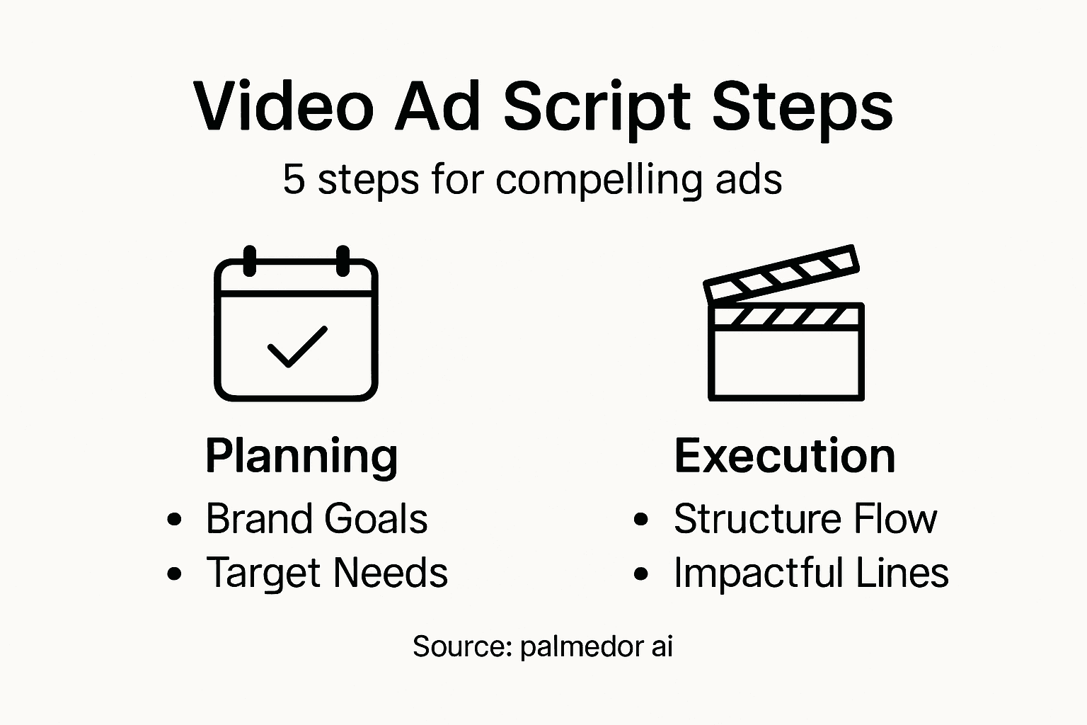 Infographic showing five steps for video ad scripts