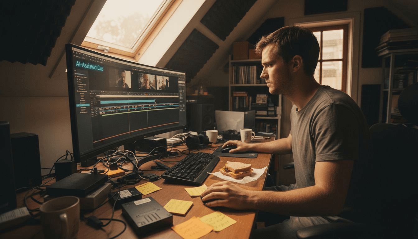 Video editor using AI tools in post suite